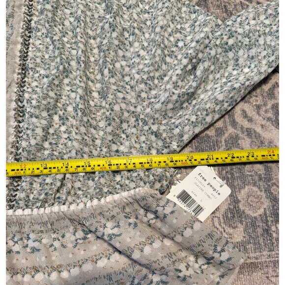 Free People If I Had You Printed Beaded Long Sleeve Sheer Peasant Blouse Large - Picture 11 of 11